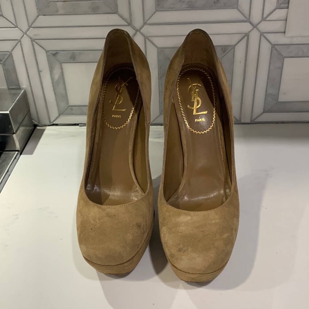 YSL suede platform heels